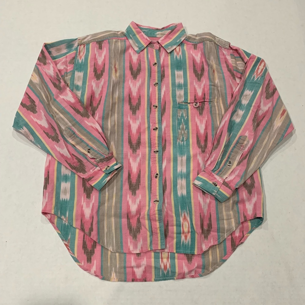 Vintage Pink Aztec Print Button Down Shirt